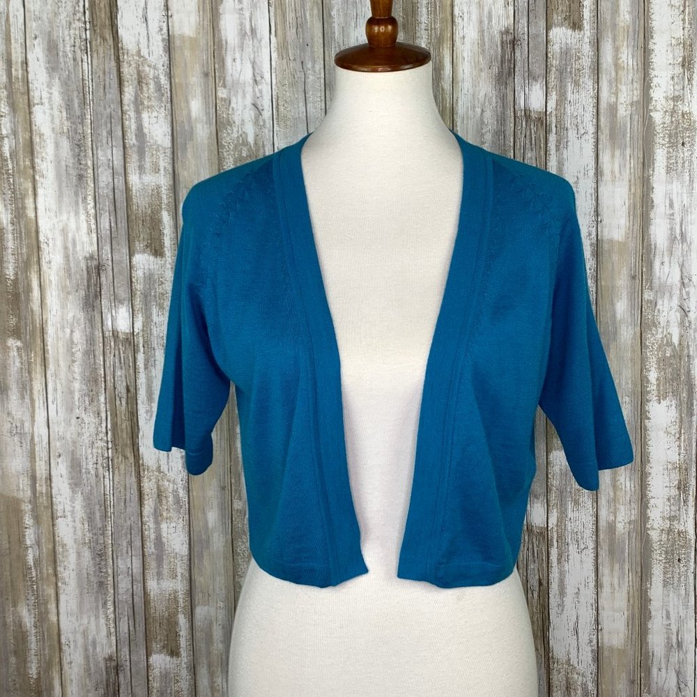 Escada Bright Blue Virgin Wool Silk Blend Cardigan